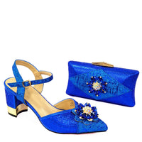 VENUS CHAN - Original  Italian Shoes and Bags to Match Shoes with Bag Set Decorated with Rhinestone Nigerian Women Wedding Shoes Set Wedding Party Bag