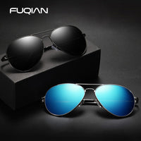 FUQIAN - Original Classic Pilot Polarized Sunglasses Men Fashion Metal Sun Glasses Women Black Driving Eyeglasses Goggle UV400