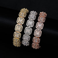 Original TOPGRILLZ New 13mm Personality Baguette Bracelet Miami Cuban Chain High Quality Iced Out Cubic Zirconia Hip Hop Jewelry For Gift