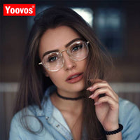Yoovos Round Glasses Frame Blue Light Glasses For Women Luxury Transparent Eyeglasses Computer Eyeglasses Frames Optical Clear