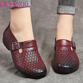 Original GKTINOO Spring Flat Shoes Woman 2022 Vintage Flats Women Casual Shoes Genuine Leather Soft Bottom Ladies Leather Shoes Size 41