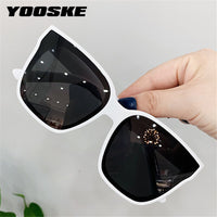 YOOSKE Women's Sunglasses Men Big Frame Sun Glasses Luxury Brand Fashion Eyeglasses Ladies Cat Eye Eyewear MIRROR