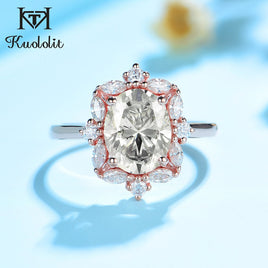 Original Kuololit 2CT Moissanite 585 10K 14K White Yellow Rose Gold Ring For Women Marquise Luxury Ring for Engagement Anniversary Bridal