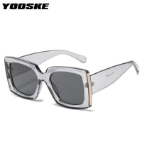 YOOSKE Oversized Sunglasses Women Men Vintage Wide legs Square Sun Glasses Fashion camouflage Leopard Black Eyeglasses UV400