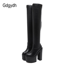 Original Gdgydh Thigh High Boots For Tall Women Utral High Heels Shoes Nightclub Party Platform Boots Over The Knee Women Stretch Winter