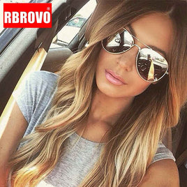 RBROVO - Original 2021 Classic Pilot Women Sunglasses Vintage Metal Eyeglasses Street Beat Shopping Mirror Oculos De Sol Gafas UV400