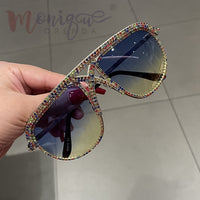 MONIQUE ORENDA - Original Sunglasses Women 2022 Rhinestone Oversized Sun Glasses Men Luxury Designer Eyeglasses Oculos De Sol Feminino