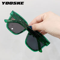 YOOSKE Women's Sunglasses Men Big Frame Sun Glasses Luxury Brand Fashion Eyeglasses Ladies Cat Eye Eyewear MIRROR