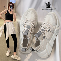 Original Women Chunky Sneakers Platform 2021 Fashion Spring Breathable Comfort Running Casual Couple Sport  Shoes White Plus Size 35-44