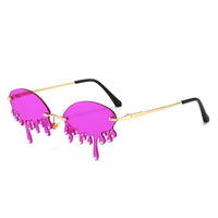 Original Luxury Diamond Sunglasses Women Vintage Unique Tears Shape Punk Sunglasses Rimless Crystal Eyeglasses Female Gafas Shades UV400