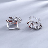 Original GEM & BALLET Natural Red Garnet Vintage Flower Jewelry Set 925 Sterling Silver Gemstone Earrings Ring Set For Women Fine Jewelry