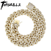 Original TOPGRILLZ 16mm Miami Baguette Cuban Chain Necklace High Quality Micro Pave Iced Out Cubic Zirconia Hip Hop Jewelry Gift