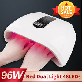 High Power 96W RED Light LED Nail Lamp Two Hands Gel UV Lamp Manicure Nail Polish Dryer Machine for Fast Drying All Gel Polish