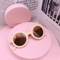 Original New Cartoon Lovely Kids Sunglasses Bear Shape Frame Girls Children Sun Glasses Round Street Beat Baby Boy Eyeglasses Cute Shades