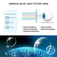 AIMISUV - Original Anti Blue Light Blocking Glasses Kids Frame Fashion Square Glasses Acetate Clear Lens UV400 Computer Children Eyeglasses