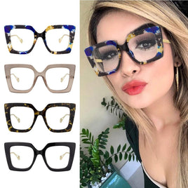 JASPEER - Original Oversized Cat Eye Glasses Women Square Clear Lens Eyeglasses Sun Glasses Optical Frames Eyewear Decoration Accessories