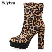 Original Eilyken 2022 New Fashion Autumn Winter High heels Ankle Boots Women Thick Heel Platform Boots Ladies Worker Boots size 41 42