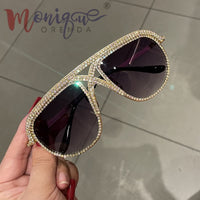 MONIQUE ORENDA - Original Sunglasses Women 2022 Rhinestone Oversized Sun Glasses Men Luxury Designer Eyeglasses Oculos De Sol Feminino