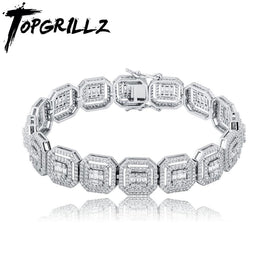 Original TOPGRILLZ New 13mm Personality Baguette Bracelet Miami Cuban Chain High Quality Iced Out Cubic Zirconia Hip Hop Jewelry For Gift