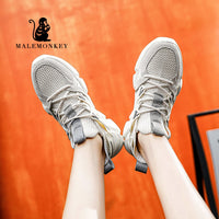 Original Women Chunky Sneakers Platform 2021 Fashion Spring Breathable Comfort Running Casual Couple Sport  Shoes White Plus Size 35-44