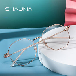 SHAUNA - Original Anti-Blue Light Fashion Women Polygons Eyeglasses Frame Ultralight Metal Optical Glasses Frame