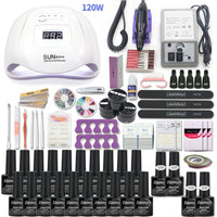 Manicure Set 120/114W/54W Nail Lamp 20000RPM Nail drill Machine Extensions Quick Building Gel Polish Set Soak Nail Art kit