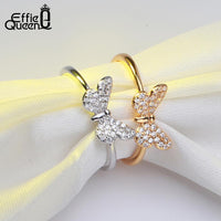 Original Effie Queen Elegant female Wedding Ring Real 925 Sterling Silver Rings Butterfly Shape With AAA Zircon Jewelry Gift BR59