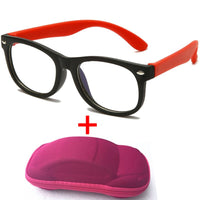 HOOLDW - Original New Anti blue Light Kids Glasses Boys Girls Optical Frame Computer Transparent Glasses Children Silicone Soft Eyeglasses