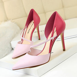 Original Korean-style Fashion Sweet High Heel Shoes Women High Heels Shallow Mouth Pointed Mixed Colors A- line with Thin Heeled Shoes