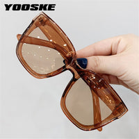 YOOSKE Women's Sunglasses Men Big Frame Sun Glasses Luxury Brand Fashion Eyeglasses Ladies Cat Eye Eyewear MIRROR