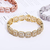 Original TOPGRILLZ New 13mm Personality Baguette Bracelet Miami Cuban Chain High Quality Iced Out Cubic Zirconia Hip Hop Jewelry For Gift