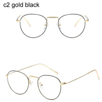 Original Computer Glasses 2021 Spectacle Frames Anti Blue Light Goggles Metal Eyeglasses Frame Women Round Clear Lens Fake Glasses