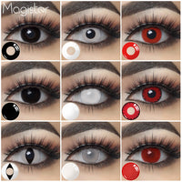 PINK MAGIC - Original 1 Pair Halloween Contacts Lenses Color Contacts Red Blackout White Contacts for Eye Anime Cosplay Contacts White Mesh Blind Lens