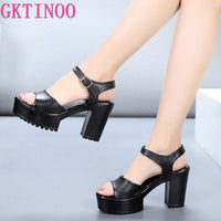 Original GKTINOO New Summer Women Sandals Shoes 2022 Thick With OL Korean Summer Sandals Large Size Genuine Leather Women Shoes Sandals