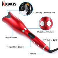 Automatic Hair Curling Iron Air Curler Wand Curl 1 Inch Rotating Magic Salon Auto Curlers LCD Display