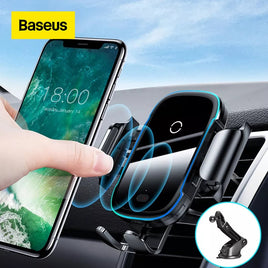 BASEUS - Original Wireless Car Charger for iPhone 13 Light Electric 2 in 1 Wireless Charger 15W Car Phone Holder for Huawei Samsung Xiaomi