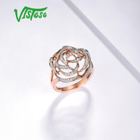 Original VISTOSO Gold Rings For Women Genuine 14K 585 Rose Gold Ring Sparkling Diamond Promise Engagement Rings Anniversary Fine Jewelry