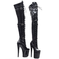 Original jialuowei High Heel Platform Boots Women 20cm Thin High Heels Sexy Fetish Pointed Toe Buckle Over-The-Knee Dance Thigh High Boot