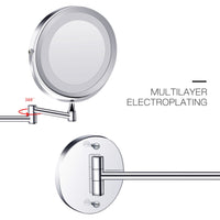 Led Makeup Mirror With Light Folding Wall Vanity Mirror 1x 10x Magnifying Double Sided Touch Bright Adjustable Bathroom Mirrors