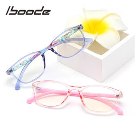 IBOODE - Original Oval Frame Kid Anti-Blue Light Glasses TR90 Retro Ultra light Eyeglasses Flat Mirror Boy Girl Class Glasses Frame Goggles