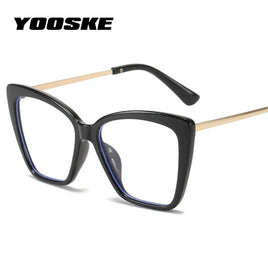 YOOSKE Transparent Oversized Eyeglasses Frames for Women Vintage Cat Eye Glasses Frame Anti Blue Light Eyeglass Computer Lens