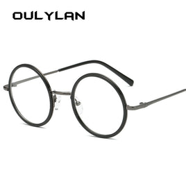 OULYLAN - Original Round Glasses Frame Women Men Clear Lens Eyeglasses Frames Ladies Transparent Myopia Optical Spectacle Black Gold