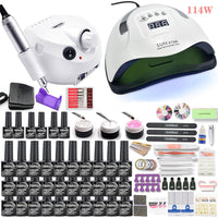 Manicure Set 120/114W/54W Nail Lamp 20000RPM Nail drill Machine Extensions Quick Building Gel Polish Set Soak Nail Art kit