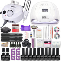 Manicure Set With 180W/120W/54W Led Nail Lamp Nail Set 35000RPM Nail Drill Machine 20/10 Colour Poly Extension Nail Gel Set