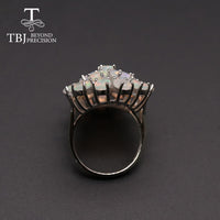 Original TBJ, Top quality Natural Opal Luxury gemstone Ring oval cut 4*6mm 21 piece 10.5ct  925 sterling silver fine jewelry for women