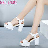 Original GKTINOO New Summer Women Sandals Shoes 2022 Thick With OL Korean Summer Sandals Large Size Genuine Leather Women Shoes Sandals