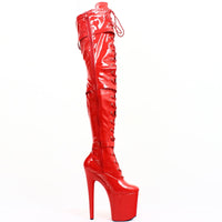 Original jialuowei High Heel Platform Boots Women 20cm Thin High Heels Sexy Fetish Pointed Toe Buckle Over-The-Knee Dance Thigh High Boot