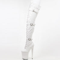 Original jialuowei High Heel Platform Boots Women 20cm Thin High Heels Sexy Fetish Pointed Toe Buckle Over-The-Knee Dance Thigh High Boot