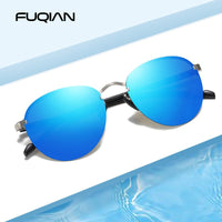 FUQIAN - Original 2022 Round Polarized Sunglasses Men Women Fashion Rimless Sun Glasses Male Ultra Light TR90 Driver&#39;s Eyeglasses UV400