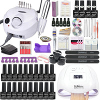 Manicure Set With 180W/120W/54W Led Nail Lamp Nail Set 35000RPM Nail Drill Machine 20/10 Colour Poly Extension Nail Gel Set